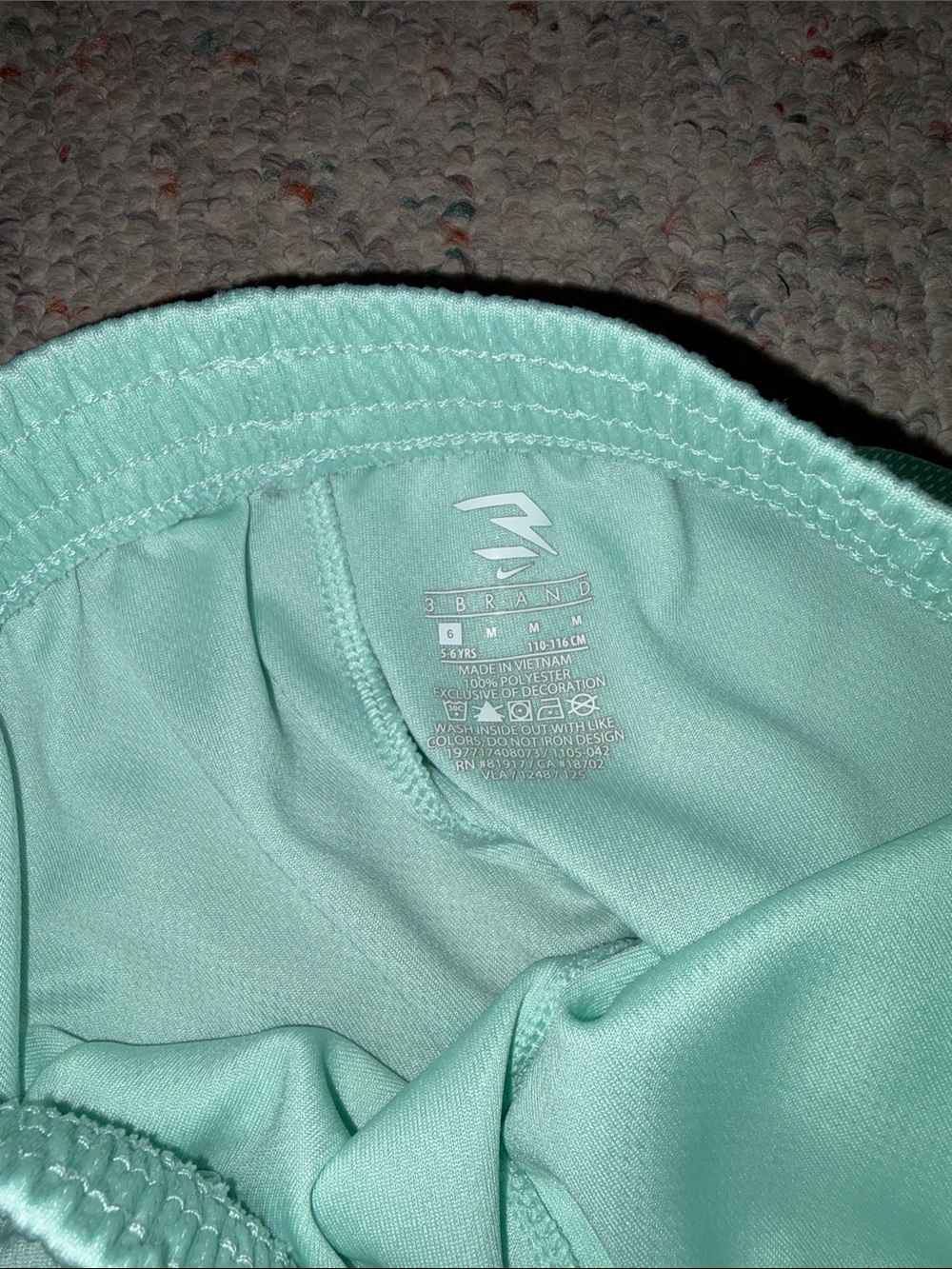Nike Kids Mint Green Athletic Shorts with Black Swoosh - Picture 6 of 7
